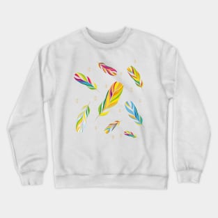 colorful feathers with gold outer lines and patterns Crewneck Sweatshirt